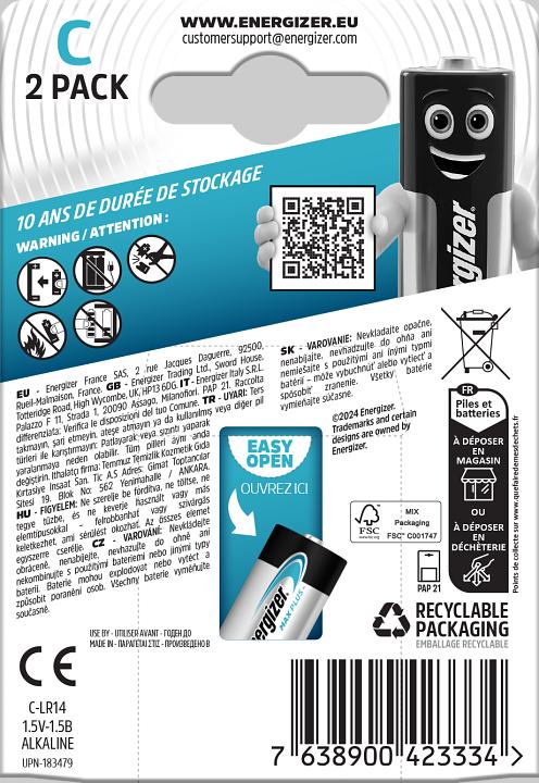Image du produit Energizer Max Plus Alcaline (2 pcs, C, 8000 mAh)
