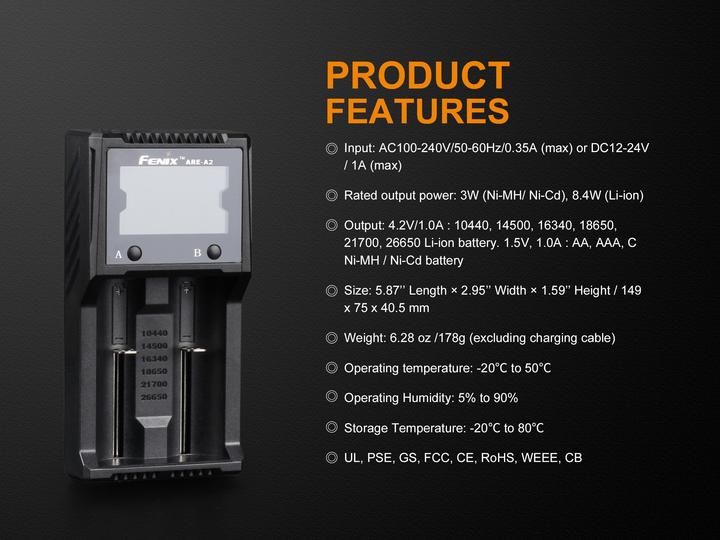Produktbild Fenix Ladegerät ARE-A2 (1 Stk., AA, AAA, Akku)
