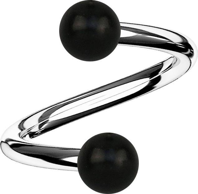 Produktbild Star Piercing Spirale silber mit zwei Kugeln aus Areng Holz (ohne Messing, Organisch, Chirurgenstahl 316L)