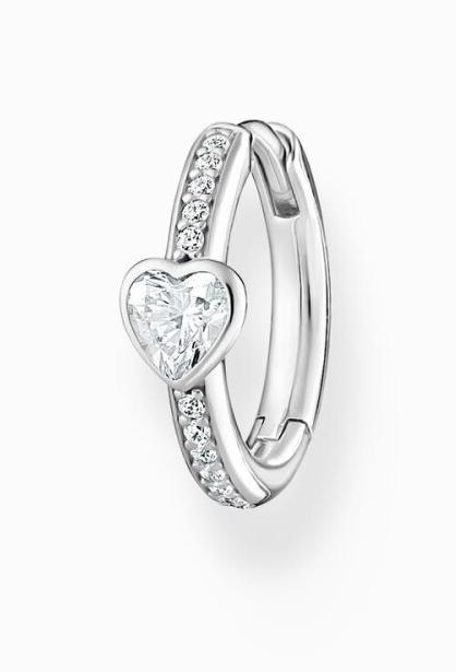 Actual product image Thomas Sabo Single Creole with Heart and White Stones Silver (925 silver)