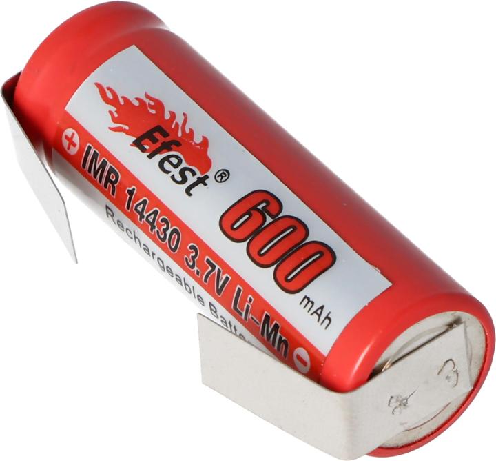 Actual product image AccuCell Battery IMR 14430 with solder tag U-shape (1 pcs., 600 mAh, Rechargeable battery)