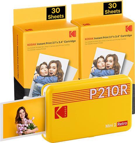 Actual product image Kodak MINI 2 RETRO P210RYK60 PORTABLE INSTANT PHOTO PRINTER BUNDLE 2.1X3.4 YELLOW (Colour)