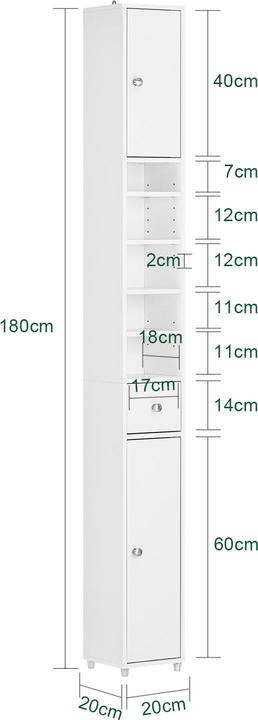 Valeurs nutritives et ingrédients SoBuy Armoire haute de salle de bains (20 x 20 x 180 cm)