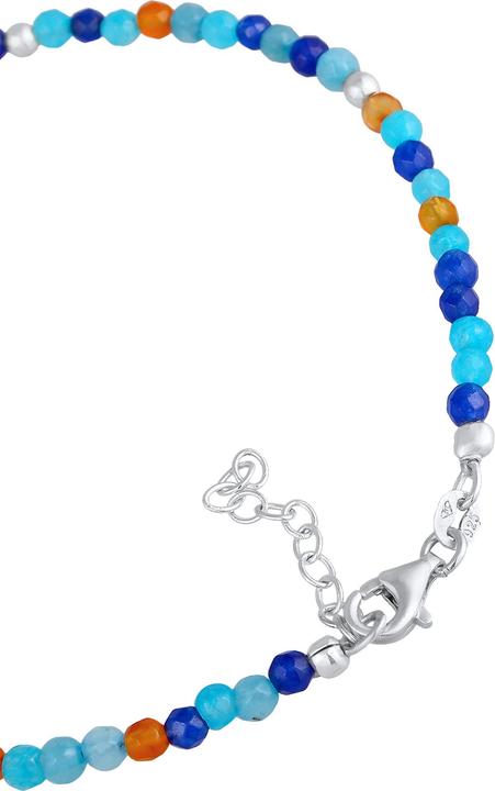 Image du produit Elli Bijoux de pied Agate Boules Bleu Multicolore Argent 925 (Acier inoxydable, Argent sterling 925, Agate, 22 cm)