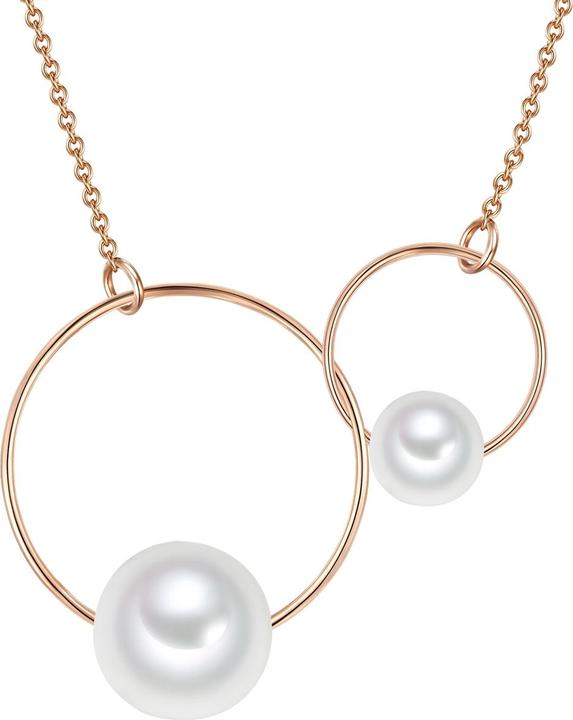 Lulu & Jane Damen Metall-Legierung Muschelkernperle roségold 41,5 cm Basiskette + 5,0 cm Verlängerung - 29703 (Metall-Legierung, 41.5 - 46.5 cm)
