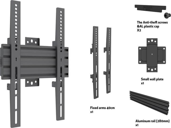 Image du produit Multibrackets Support mural Ultrastrtch, VESA 100x100-200x400 (Mur, 37", 50 kg)