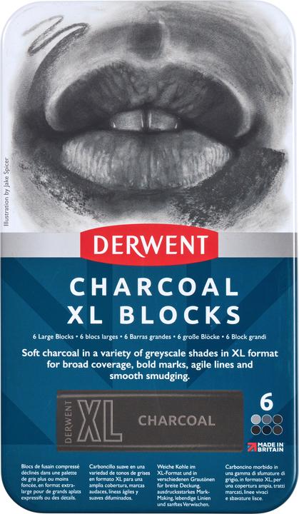 Actual product image Derwent Charcoal Xl Blocks Tin Of 6 (601069) (6 x)