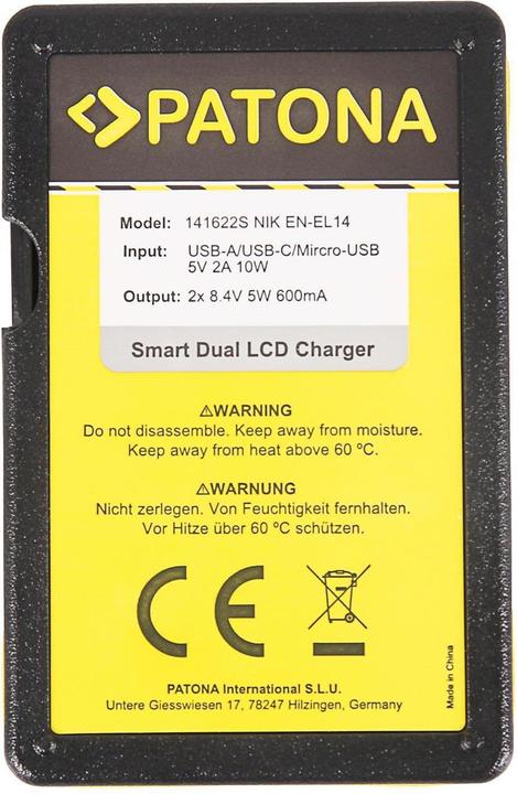 Produktbild Patona Ladegerät Smart Dual LCD USB Nikon Akku EN-EL14 (Ladegerät)