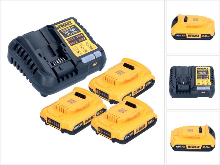 Productafbeelding DeWalt DCB 1104 D3 Accu Start Set 12 V / 18 V 3x Accu 2.0 Ah + DCB 1104 Lader (18 V)