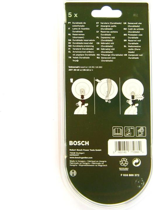 Immagine prodotto Bosch Home & Garden Coltello di ricambio Durablade 26 cm (Pioniere delle erbacce, Lame per tosaerba + lame di ricambio per macchine da giardino)