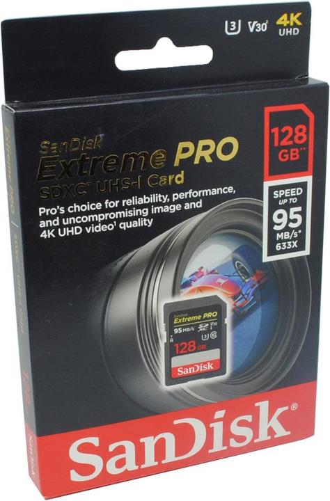 Actual product image SanDisk Extreme Pro (128 GB, SDXC, U3, UHS-I)