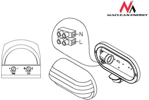 Productafbeelding Maclean MCE33 wandlamp voor buiten met PIR en schemersensor (60 lm, E27, IP44)