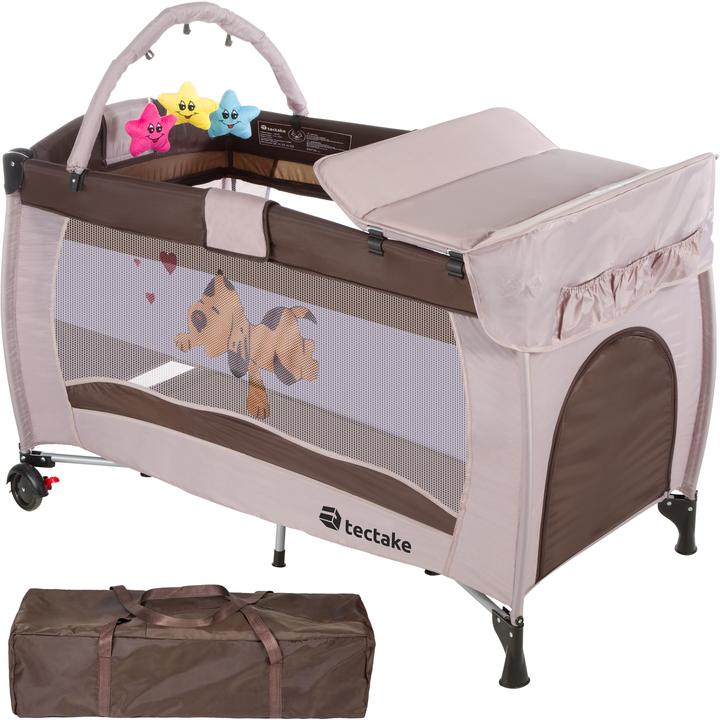 Produktbild tectake Kinderreisebett Hund mit Wickelauflage und Transporttasche