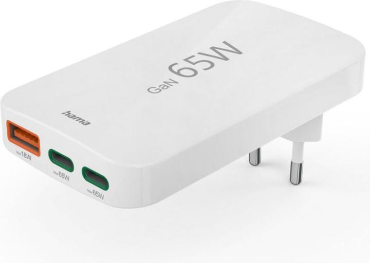 Actual product image Hama Quick charger, 2x USB-C, 1x USB-A, flat mini charger, PD, 65 W, WS (65 W)
