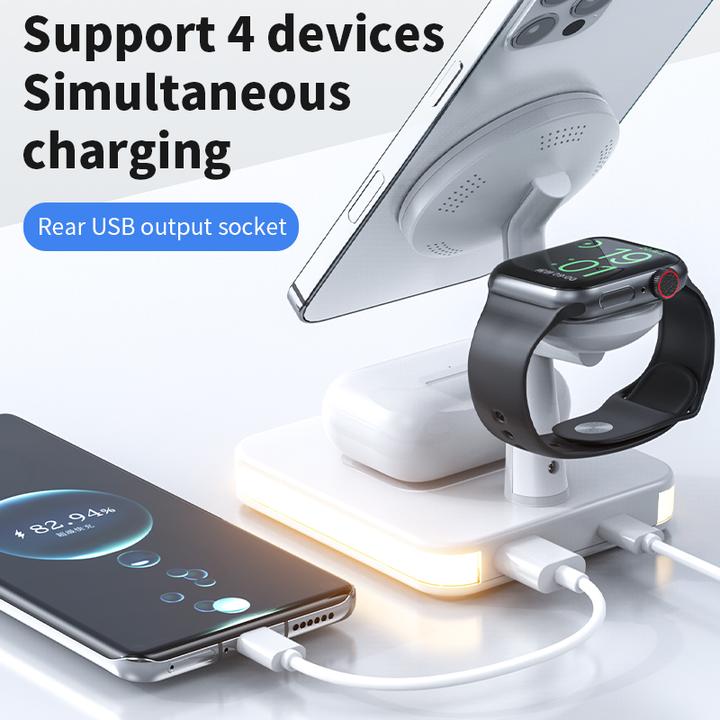 Immagine prodotto PhoneLook Stazione di ricarica wireless Fast Charge 4 in 1 con MagSafe + luce LED (25 W)