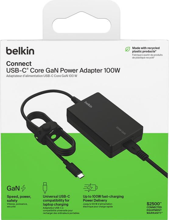 Actual product image Belkin USB-C GaN power supply 100W Power Delivery black INC016vfBK (100 W)