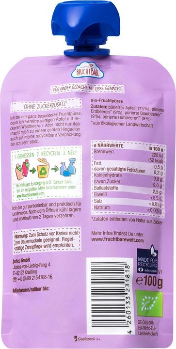 Immagine prodotto Fruchtbar Purea di frutta biologica Mela Frutta di Bosco Btl 100 g (109 g)
