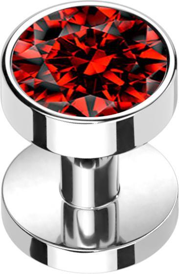 Produktbild Star Piercing Skin Diver silber mit Kristall rot (ohne Messing, Titan G23)