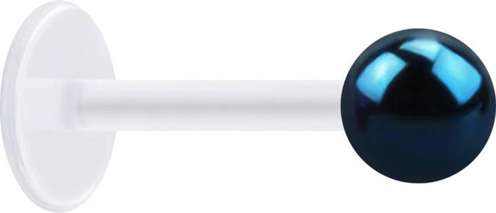 Actual product image Star Piercing Micro Labret transparent with ball dark blue (without brass, Surgical steel 316L, Bioflex)