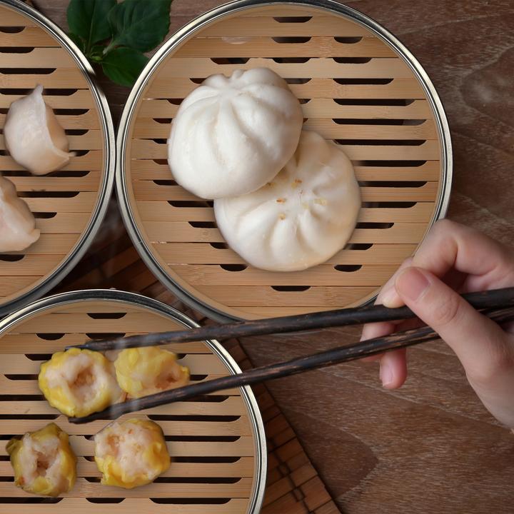 Actual product image Relaxdays Bamboo steam cooker (24 cm, Plant materials)