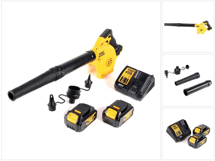 Image du produit DeWalt Souffleur à batterie DCV 100 M2 18 V + 2 x batterie DCB 182 4,0 Ah + chargeur DCB 115 (Fonctionnement sur batterie, Souffleur de feuilles)