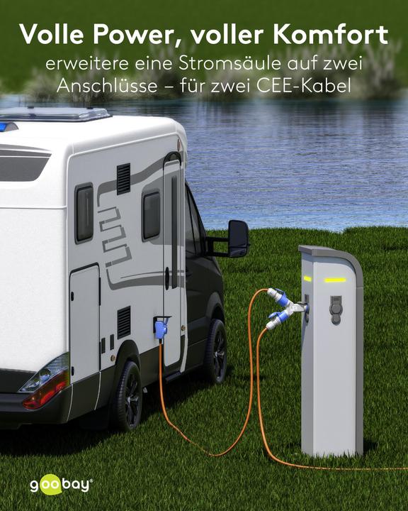 Produktbild Goobay CEE-Adapter, CEE-Stecker auf 2x CEE-Kupplung (CEE 7/3, CEE)