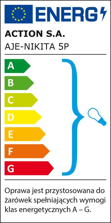 Energy Label Activejet AJE-NIKITA 5P Patyna ceiling lighting E27 (E27)