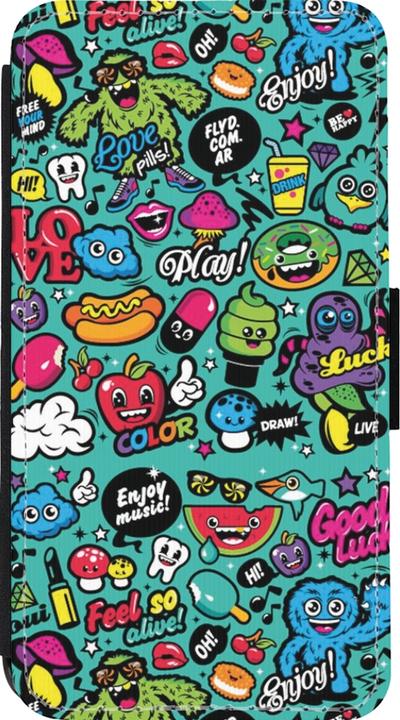 Actual product image PhoneLook Wallet cover black cartoons old school (Apple iPhone 13 mini)