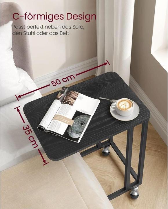 Produktbild Vasagle Beistelltisch mit Rollen 35 x 60 cm, Schwarz