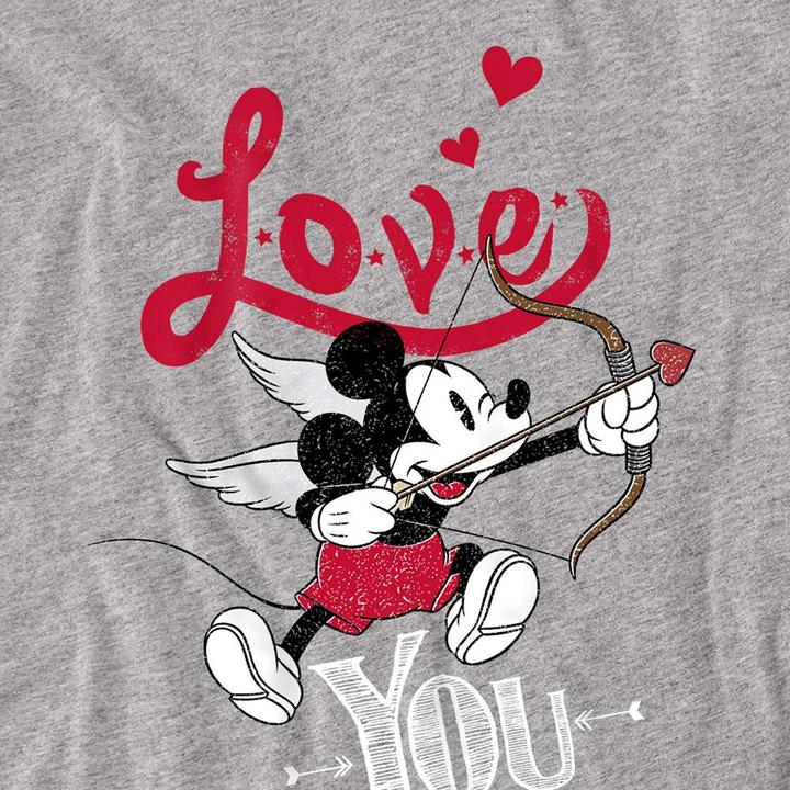 Actual product image Disney Unisex Adult Love You Mickey Mouse Cupid Valentine's Day T-Shirt (L)