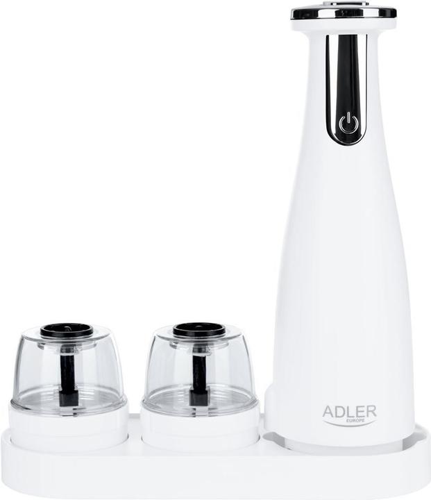 Actual product image Adler Electric Salt and pepper grinder AD 4449w 7 W, Housing material ABS plastic, Lithium, Matte White (Various spices)