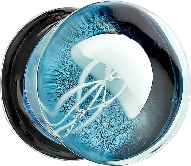 Produktbild Star Piercing Flared Plug aus Glas Qualle (ohne Messing, Glas)