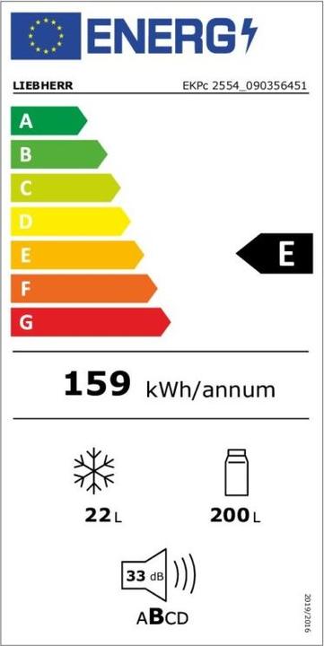 Label énergétique Liebherr EKPc 2554 (221 l)