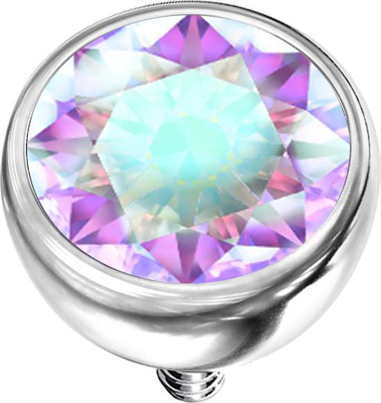 Produktbild Star Piercing Dermal Anchor Halbkugel silber mit Kristall multicolor (ohne Messing, Chirurgenstahl 316L)