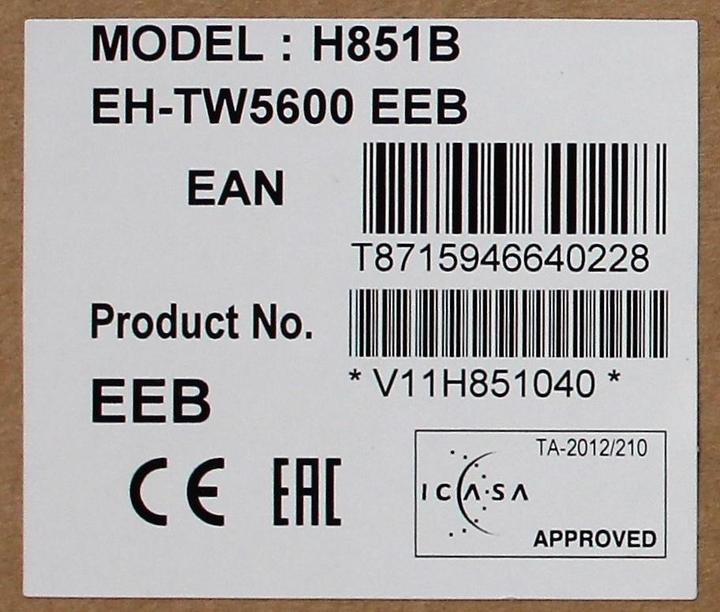 Produktbild Epson Eh-Tw5600 (Full HD, 2500 lm, 1.33 - 2.16:1)