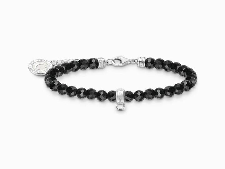 Produktbild Thomas Sabo Member Charm-Armband mit schwarzen Beads Silber (19 cm, Silber 925, Emaille)