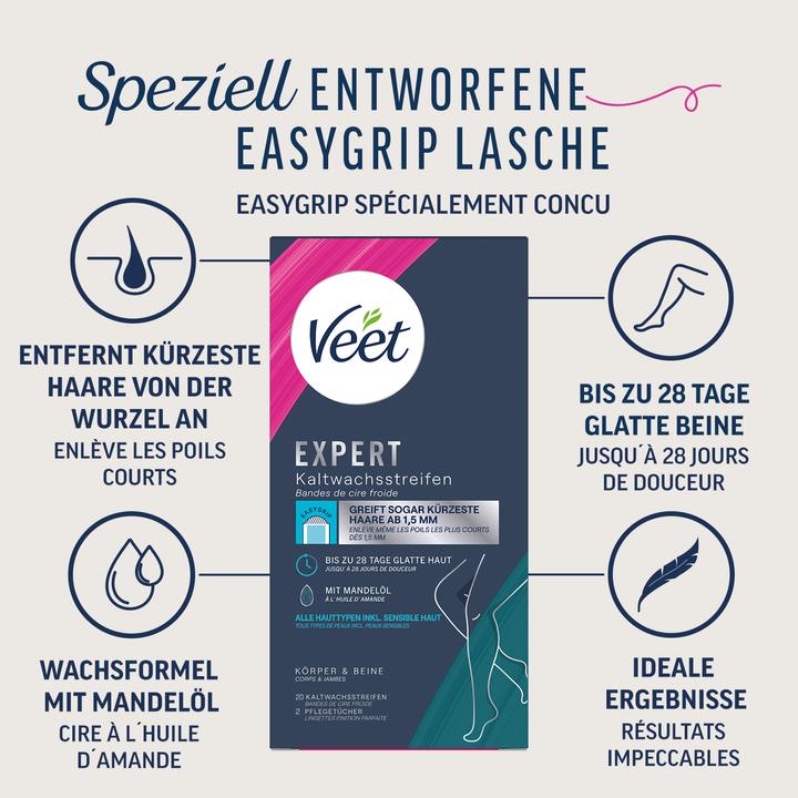 Produktbild Veet Expert Kaltwachsstreifen Beine & Körper (441.75 ml, 20 x, 62 g)