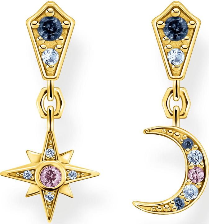 Thomas Sabo Ohrhänger Royalty Stern & Mond Gold (925er Silber, 750 Gelbgold Vergoldung)