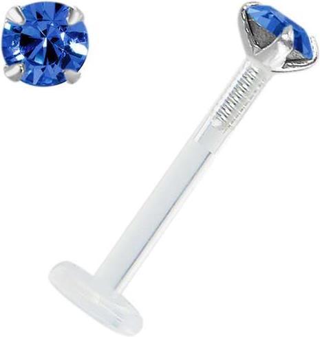 Bijouteria Piercing für Lippe/Tragus (Bioplast, Silber 925, Swarovski Kristall)