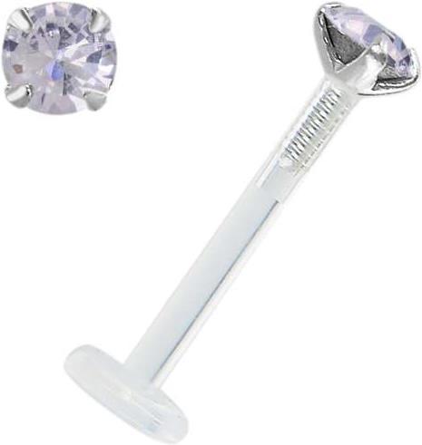 Actual product image Bijouteria Piercing for lip/Tragus (Bioplastic, Silver 925, Swarovski Crystal)