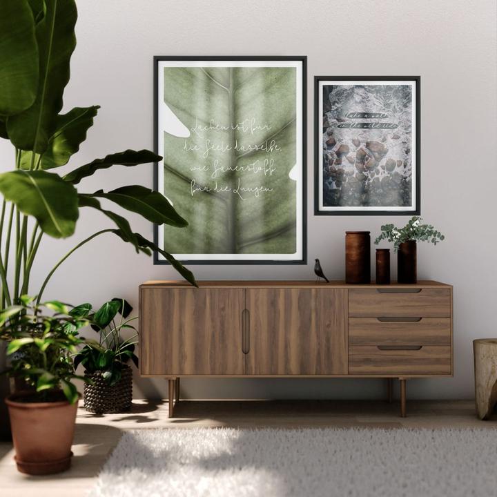 Actual product image Trenddeko Topographic world map - black and white (60 x 80 cm)