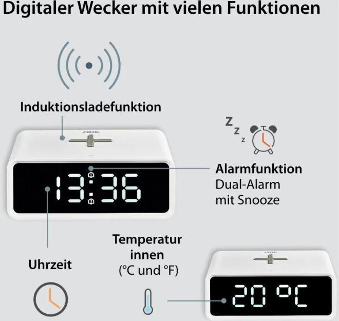 Immagine prodotto ADE sveglia digitale / con funzione di ricarica a induzione