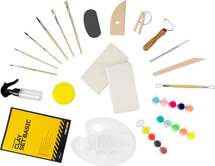 Actual product image DiBYS modelling set with white clay and modelling tool set basic