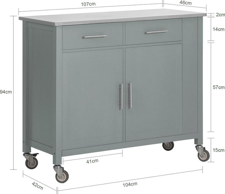 Actual product image SoBuy Kitchen Trolley FKW108-HG, Grey