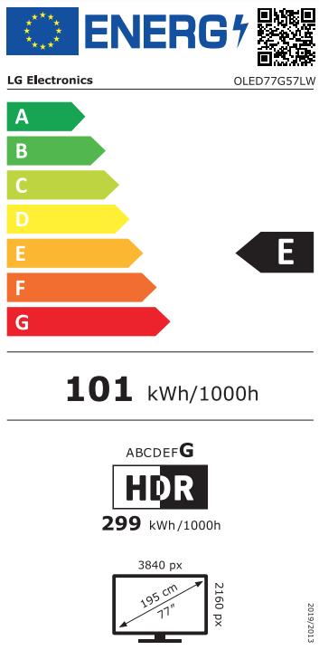Energy Label LG OLED77G57LW (77", G5, OLED, 4K, 2025)