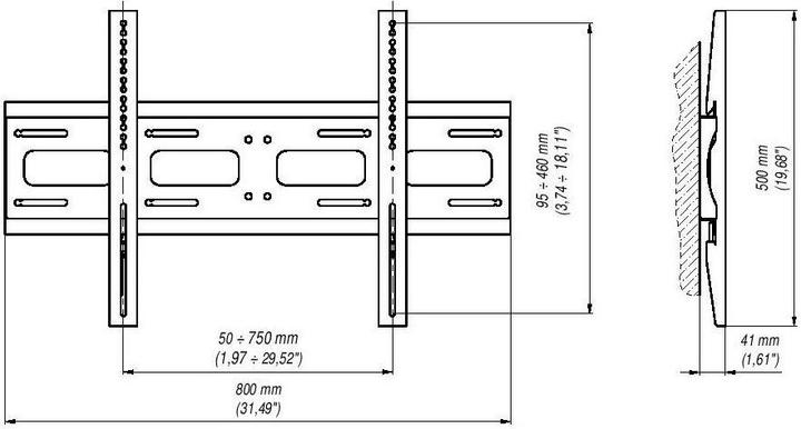 Immagine prodotto edbak Monitorius 42"-55" fisso a parete. Capacità di peso 80 kg. (Muro, 60", 80 kg)