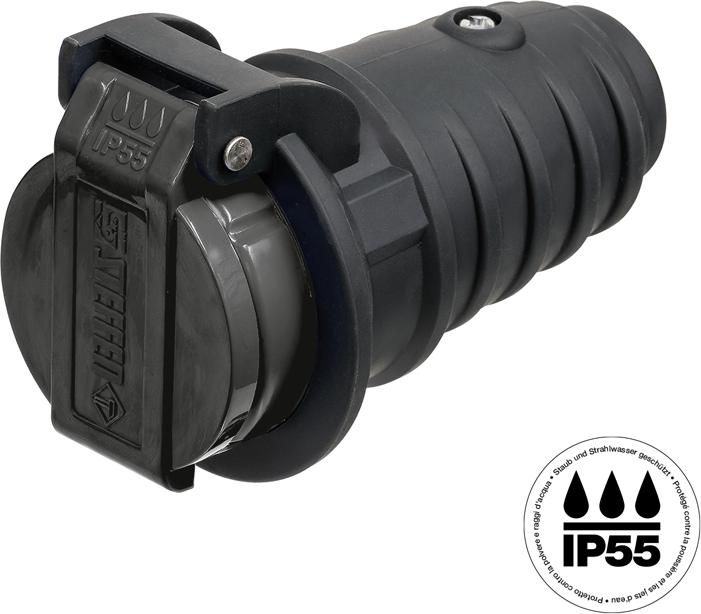 Actual product image Steffen Coupler socket 16A 250V Swiss socket outlet type J (T23) Black (Type 23)