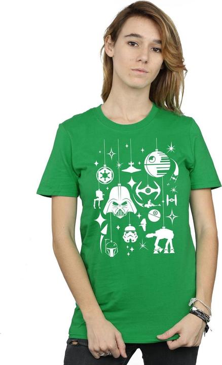 Actual product image Star Wars Womens/Ladies Christmas Decorations Cotton Boyfriend T-Shirt (L)