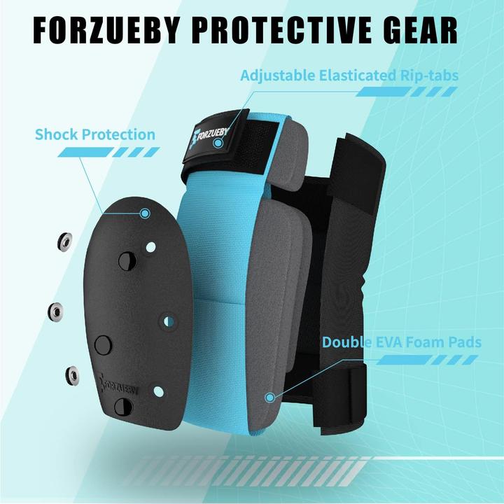 Immagine prodotto Forzueby Schutzausrüstung-Set für Skaten & BMX (6-teilig) (XS, Protezioni per i polsi, Protettori gomito, Ginocchiera, 6 pezzi)