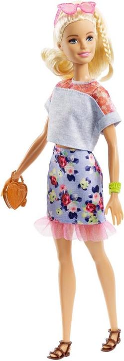 Produktbild Barbie Fashionistas Puppe + Mode Geschenkset im blauen Kleid mit rosa Spitze